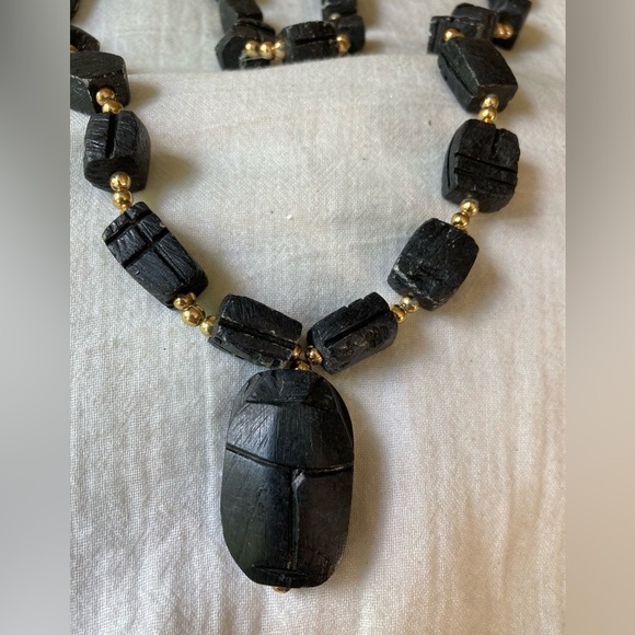 Jewelry - Black Natural Stone Chunky Vintage‎ Necklace Bohemian